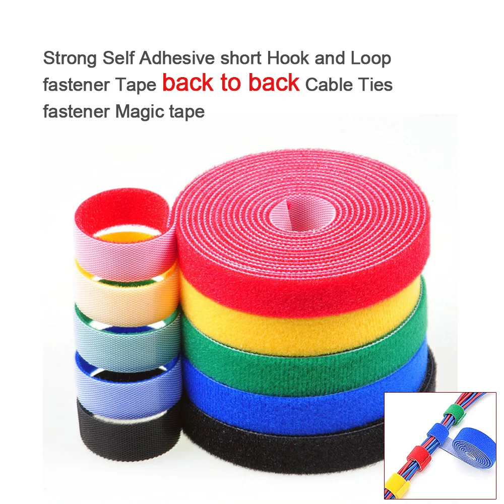 5 Meter/Roll 15/20mm Color Magic Self Adhesive Fastener Tape Reusable Strong Hooks Loops Cable Tie Magic tape DIY Accessories