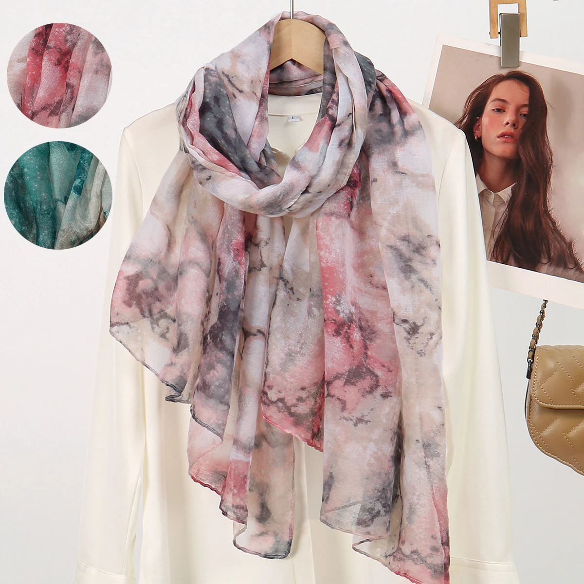 

Newest Tie-dye Printed Scarf Soft Voile Hijab Women Fashion Gradient Shawl Summer Thin Breathable Travel Shawl Sun Protection