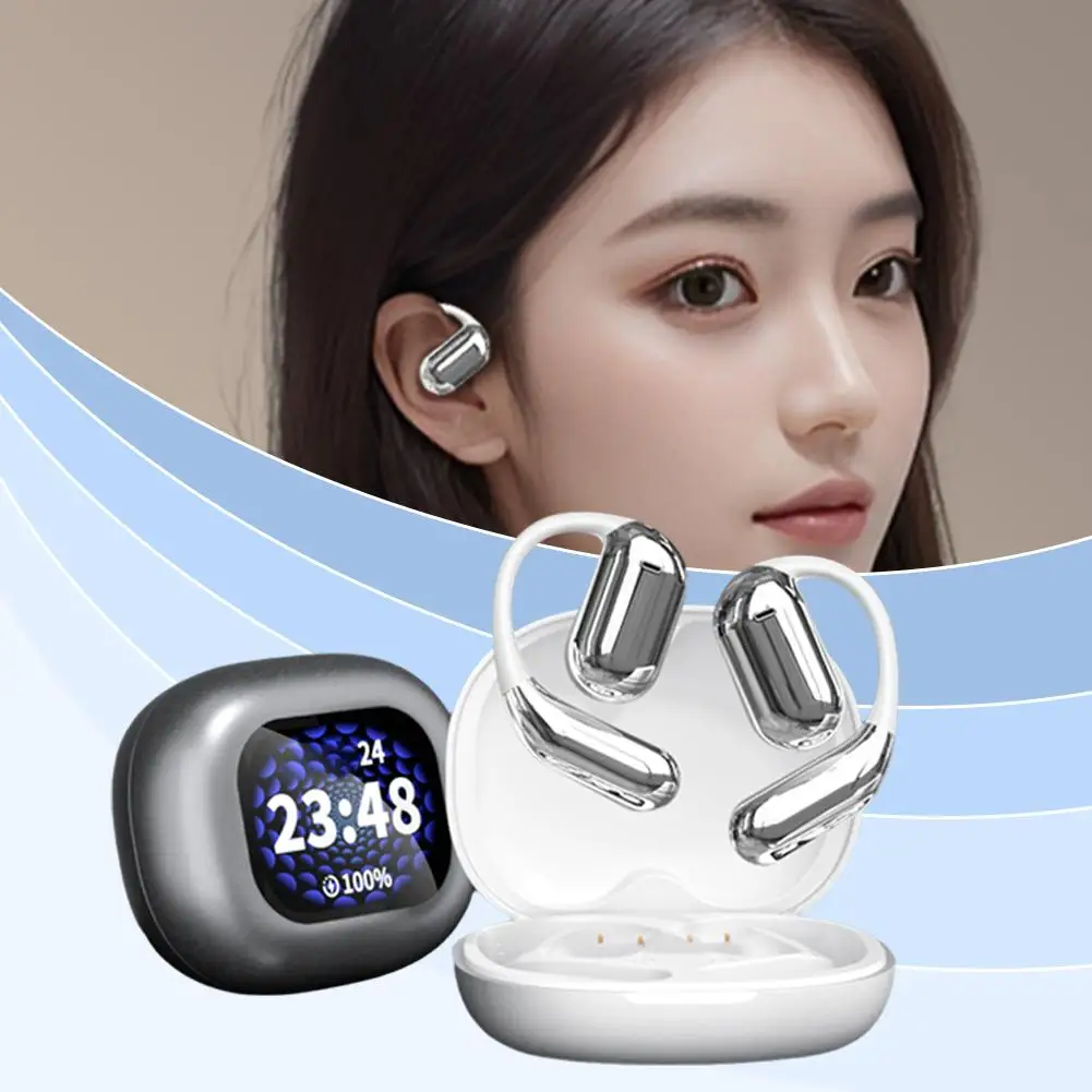 

New Touch Color Screen Bluetooth Earphones Ear-Hanging Magnetic Attraction Earbuds Standby Headphones Noise Canceling Ultra T5C3
