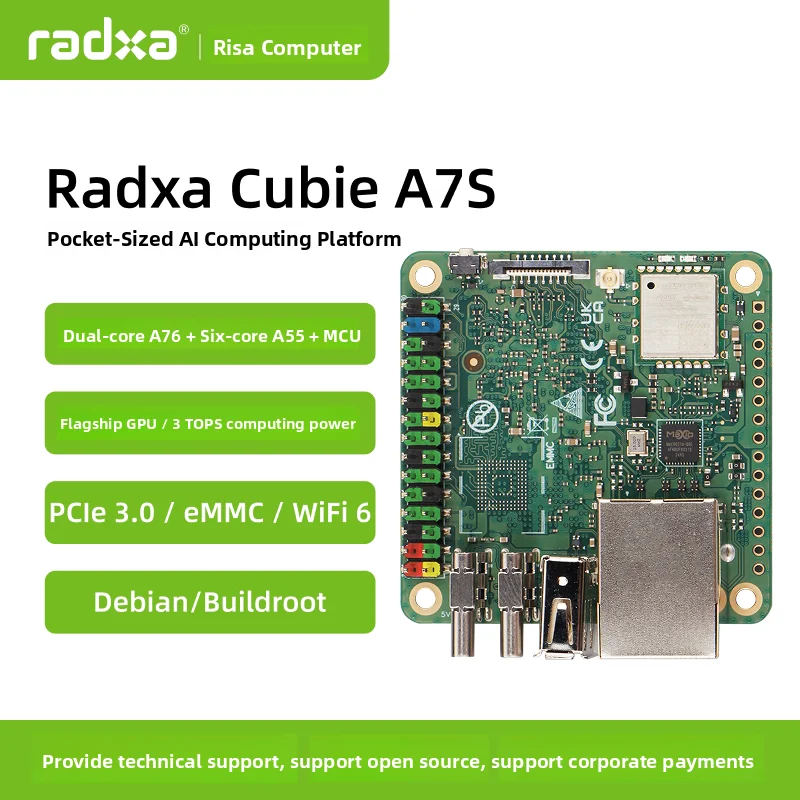 Radxa Cubie A7S Mini Motherboard Allwinner A733 Octa-Core CPU 3TOPS WiFi6