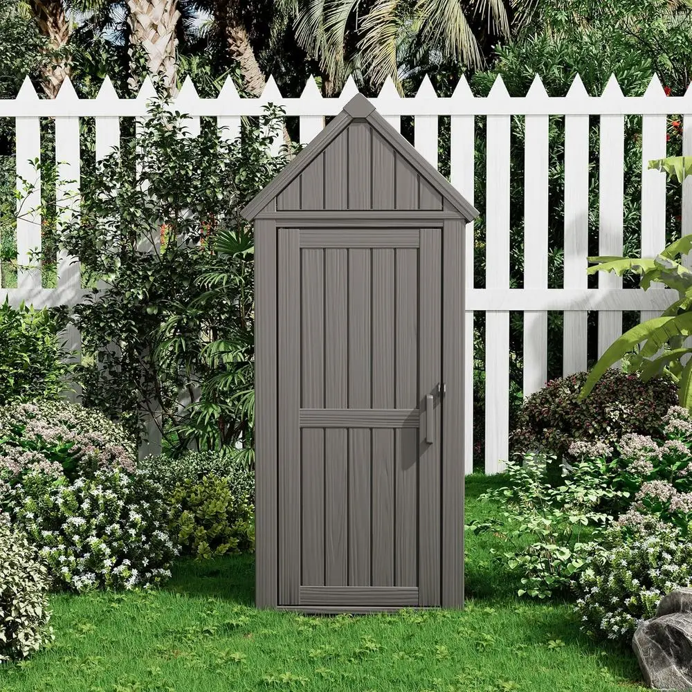 

Серая прочная уличная шкаф для хранения вещей с усиленным полом, регулируемыми полками и запираемой безопасностью.