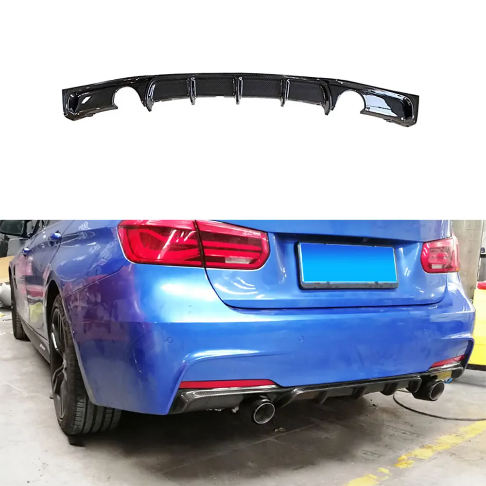 

CKMUUER ABS Carbon Look Rear Bumper Lip Diffuser Spoiler for BMW F30 F35 320i 328i M-sport 2012-2018 Bumper Guard Decoration
