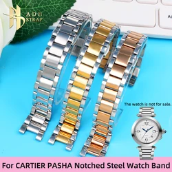 Solid Precision Steel Watch Strap For Cartier PASHA Men and Women's Watch Band Notched Bracelet 18mm 20mm Butterfly Buckle