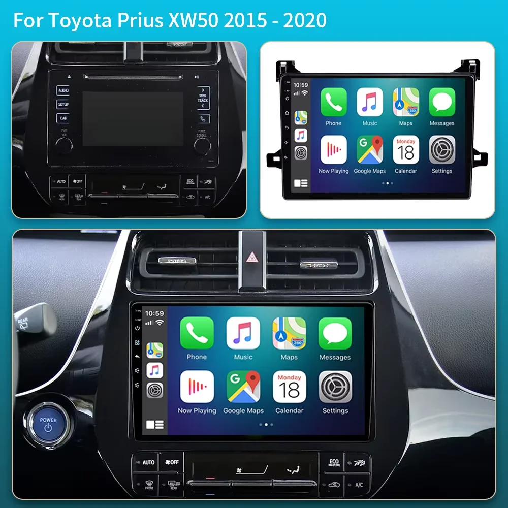 Android 15 Carplay Auto Car Radio For Toyota Prius XW50 2015 - 2020 Multimedia Stereo Video Player NAVI GPS 4G WIFI 2K Screen BT