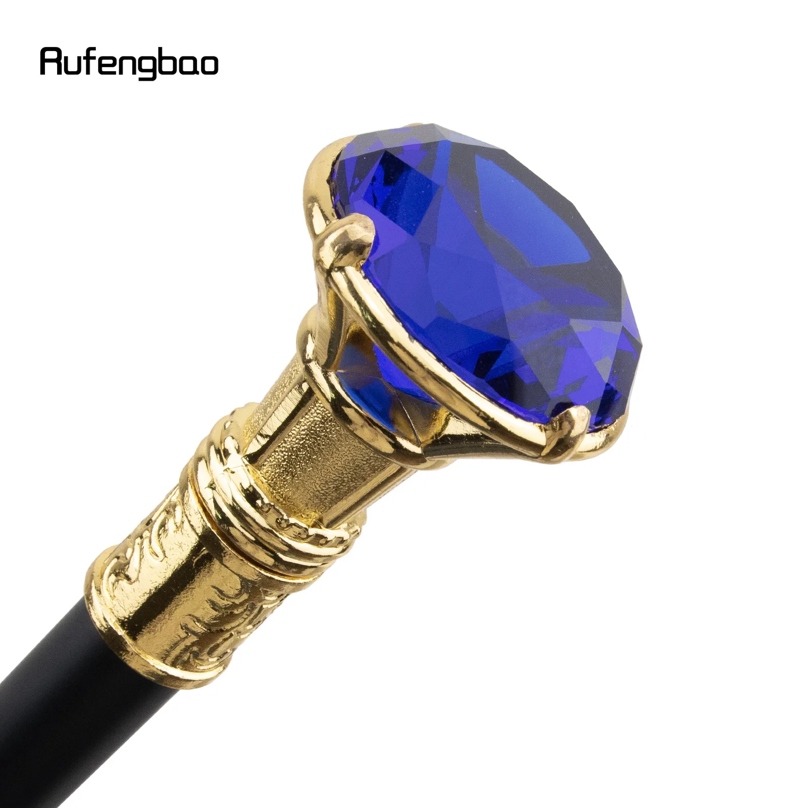 Purple Diamond Type Golden Single Joint Walking Stick Decorative Cospaly Party Fashionable Walking Cane Halloween Crosier 93cm