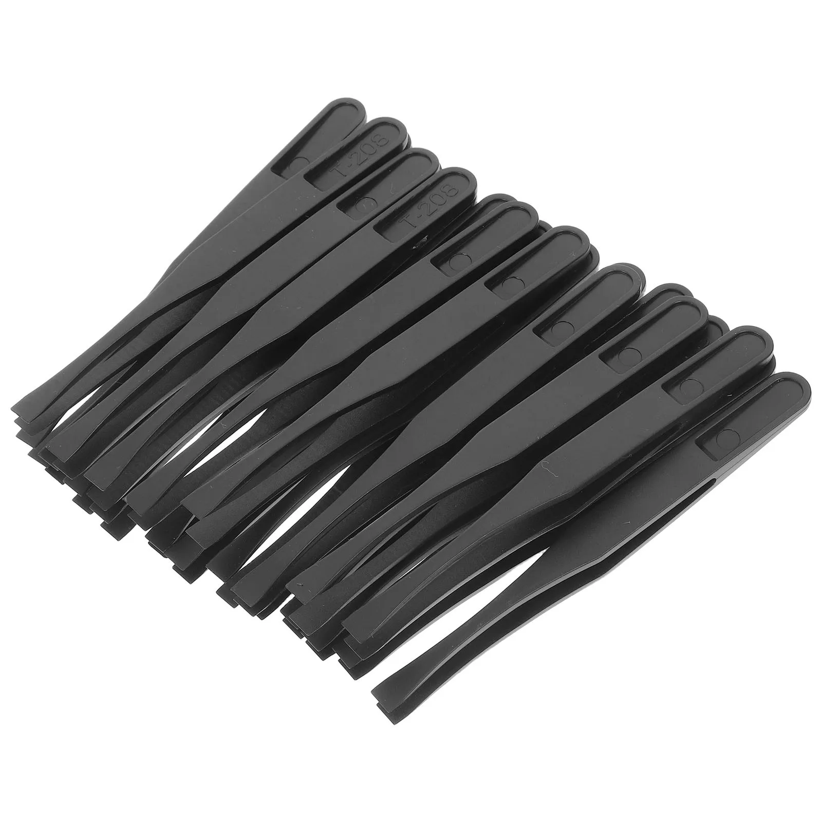 

20Pcs Stamp Tweezers Carbon Fiber Plastic Precision Tools for Collecting Electronics Photo Document Crafting Durable Black