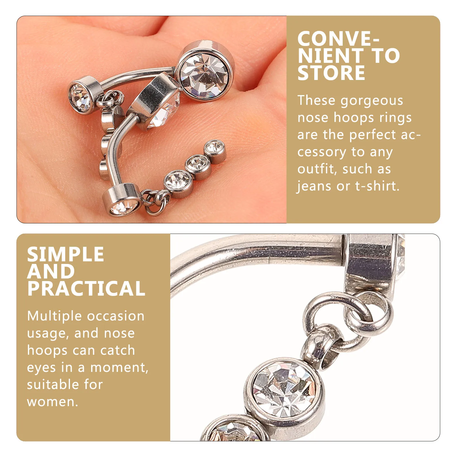 

2 pcs White Belly Belly Button Ring Decor Button Rings 14G Stainless Steel Piercing Navel Jewelry Women Beach Cosplay Gifts