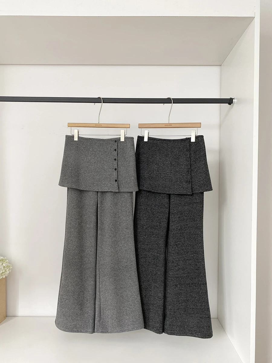 

Брюки с высокой талией и широкими штанинами, утепленные, шерстяные, модные, в ретро-стиле, женские, осенне-зимние, новинка, корейская версия, шикарные.