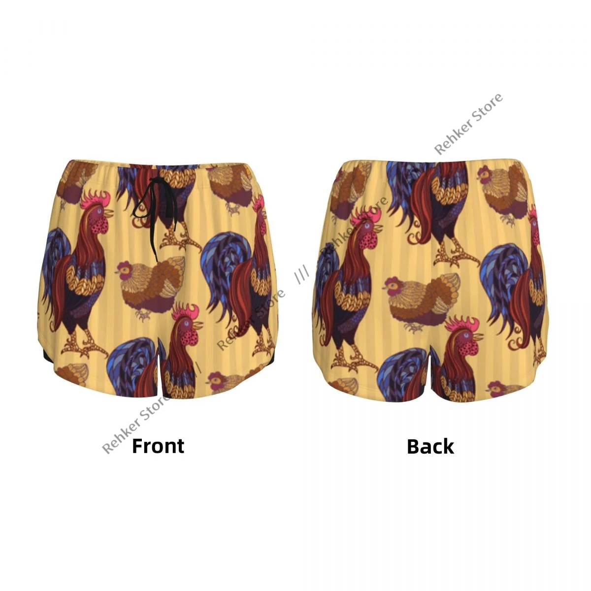 ผู้หญิงกางเกงขาสั้นโยคะวาดด้วยมือ Rooster ไก่ไก่กางเกงขาสั้นฟิตเนส Quick-DRY สุภาพสตรีโยคะยิมวิ่งสั้นกางเกงกีฬา