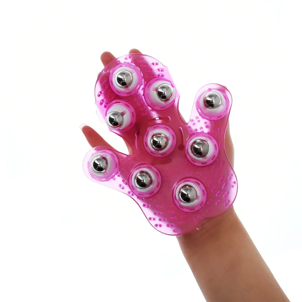 Rolling Ball Body Massage Gloves Acupoint Meridian Unblocking Muscle Pain Relief Relaxation Hand Neck Back Shoulders Health