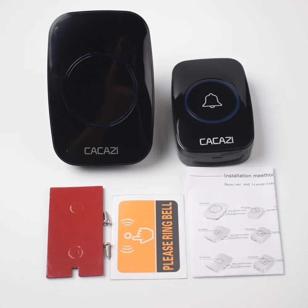 Home Wireless Doorbell AC 110-240V Smart LED Light Calling Bell Ring 300M Remote Battery Button 60 Chimes 5 Volume EU Plug A10