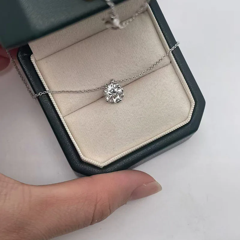 

1.5CT Round Cut CVD HPHT Lab Grown Diamond Pendant Necklace Platinum 950 DEF VS-VVS Prong Setting Chain For Lady Fine Jewelry