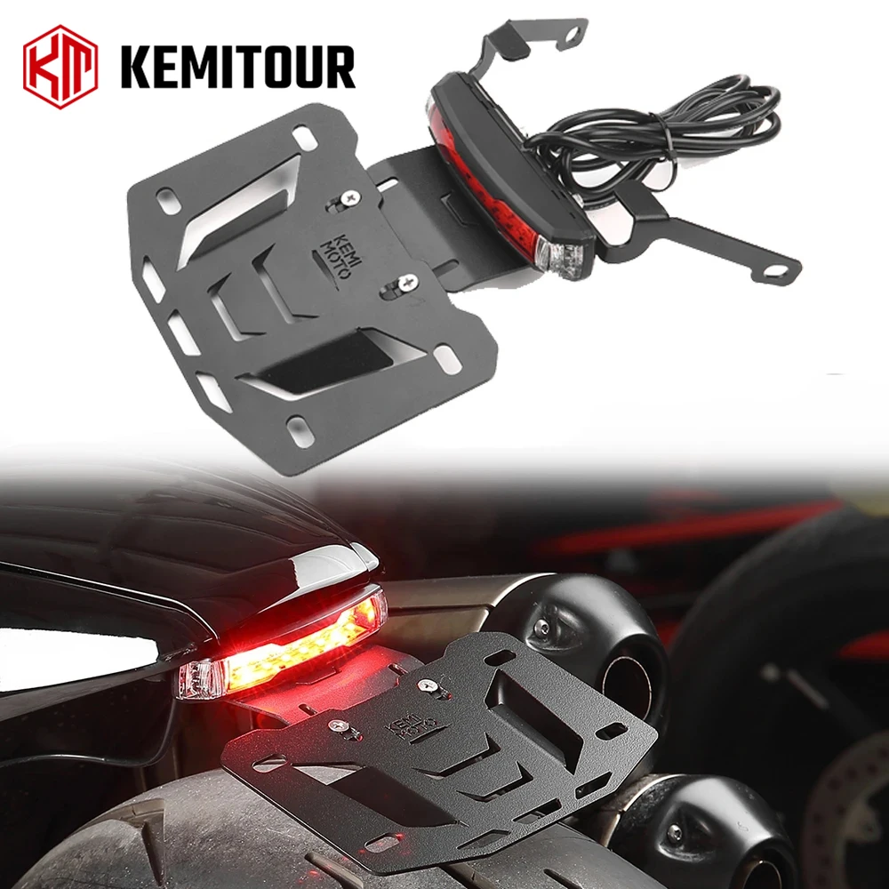 

Motorcycle License Plate Holder Bracket with LED Signal Light for Sportster S 1250 2021-2024 Rear License Plate Frame Fender Kit