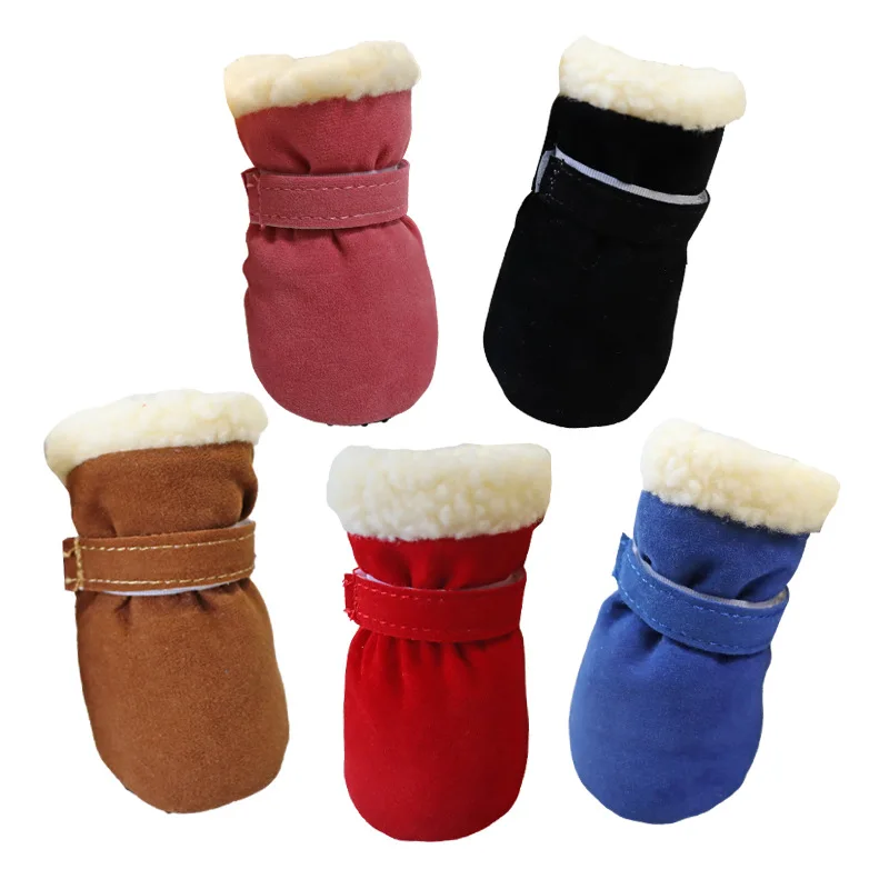 

4Pcs Waterproof Winter Dog Boots with Non-Slip Sole, Warm Shoes for Small & Medium Dogs and Puppies, Adjustable Straps
