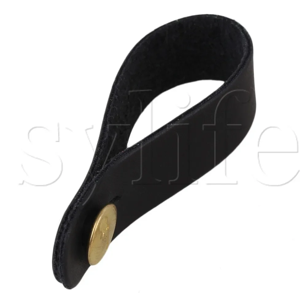 198x20mm Black Leather Guitar Strap Buttons - 2-Pack Hook End Pins for Acoustic/Electric