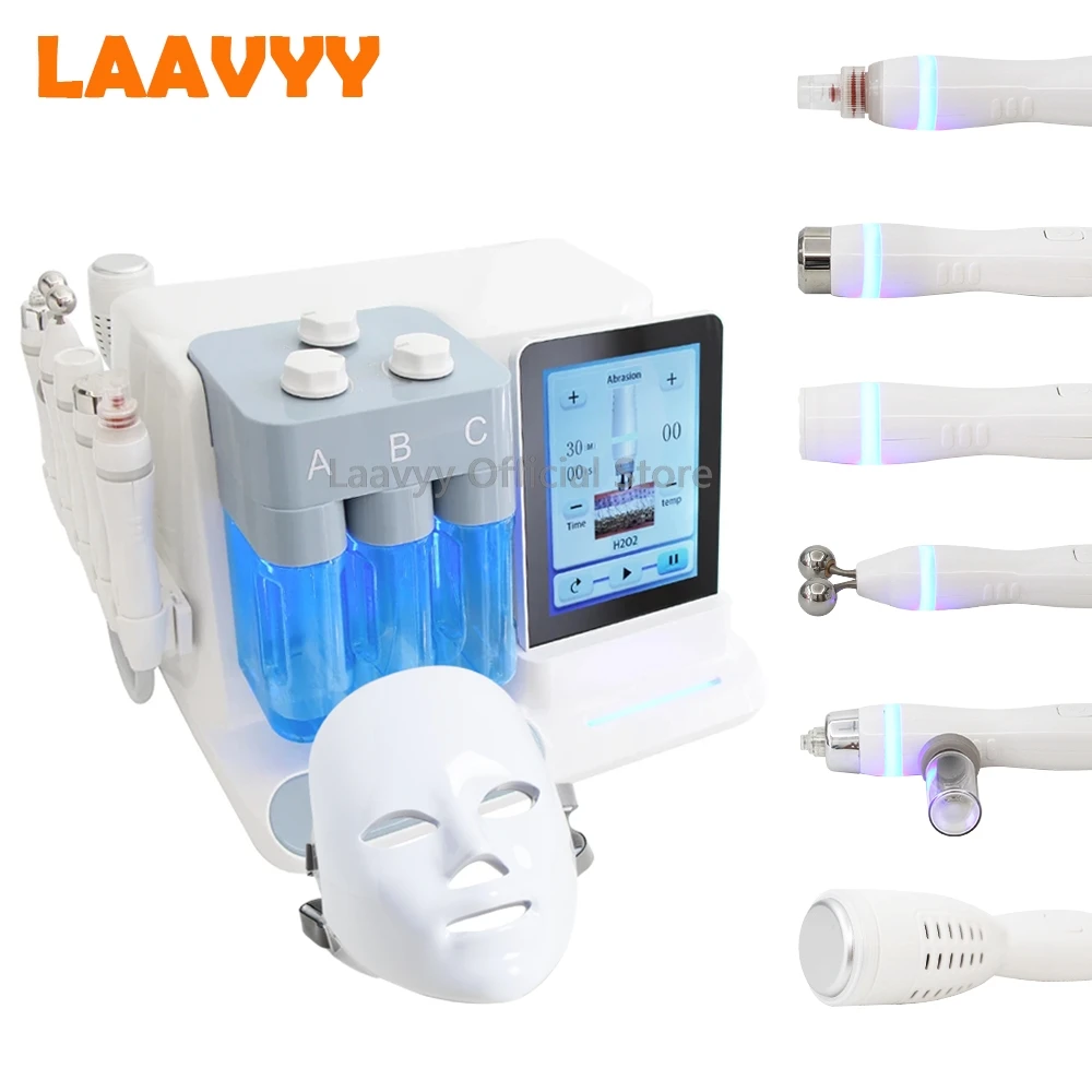 7IN1 Hydrogen Oxygen Facial Beauty Machine Small Bubble Hydra Face Care Vacuum Deep Cleaning Jet Water Dermabrasion RF Lifting