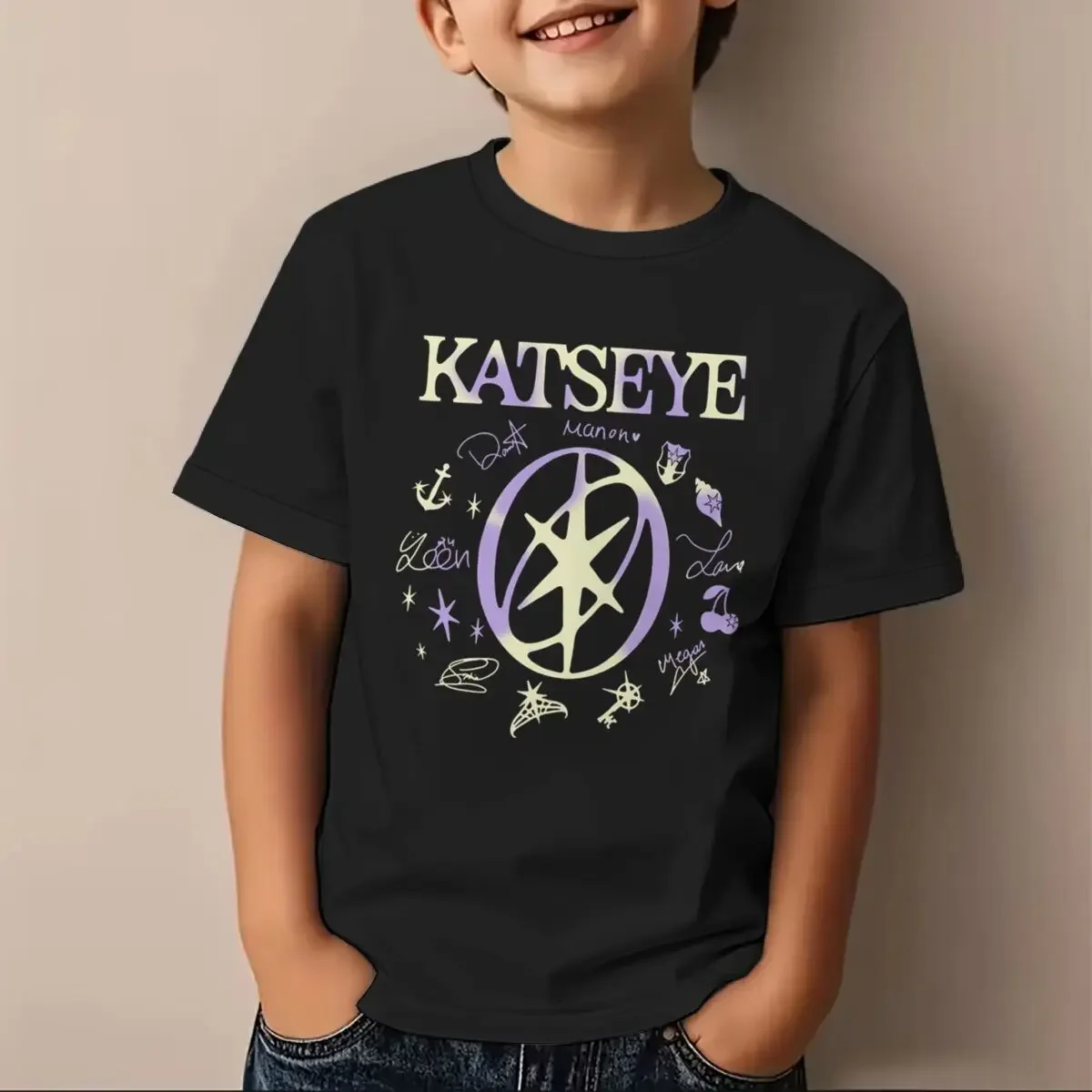 KATSEYE Printed T-Shirt Kids Katseye Design Boys Girls Cotton Top Casual Short Sleeve Crew Neck Comfortable T Shirt for Children