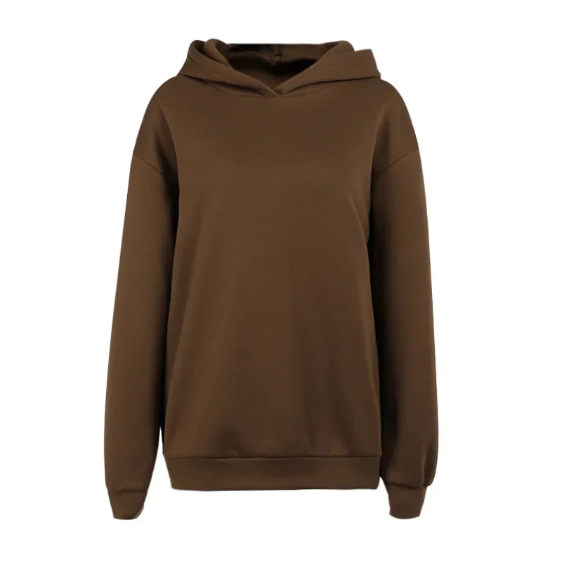 2024 Street Style Casual Hooded Round Neck Long-sleeved Loose Sports Fashion Jacket Autumn New Back Letter Printed Sweater Women