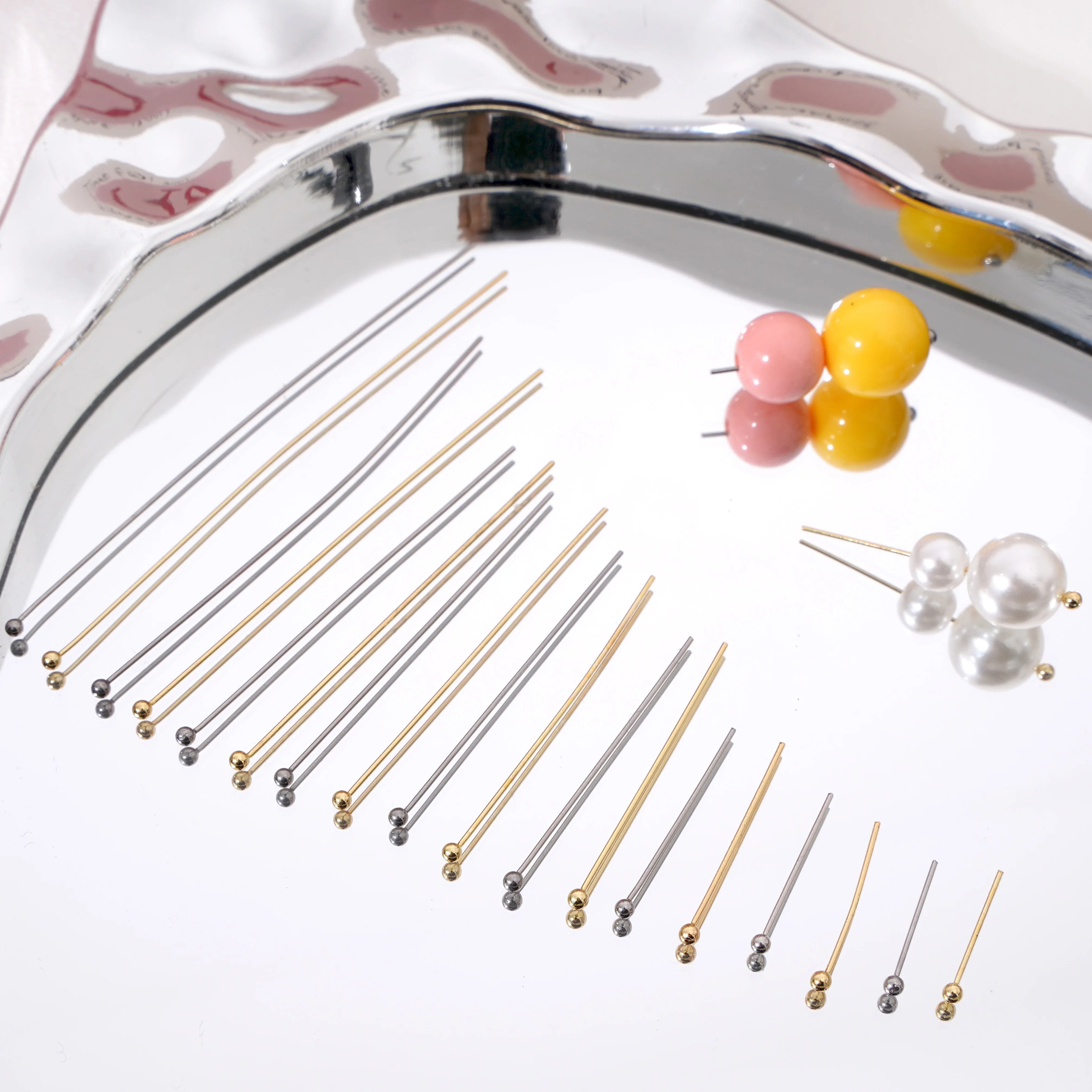 50-100 قطعة 0.6 مللي متر الفولاذ المقاوم للصدأ الروديوم/الذهب اللون مطلي رئيس دبابيس لصنع المجوهرات اليدوية DIY بها بنفسك أقراط مطرزة اكسسوارات #5