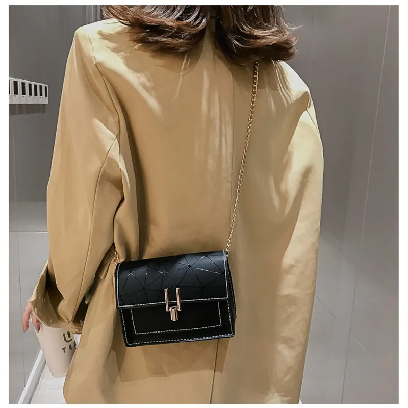 Fashion Summer Women Shoulder Bags Korean Version PU Leather Messenger Bag Texture Chain Rhomboid Handbag Crossbody Phone Bags