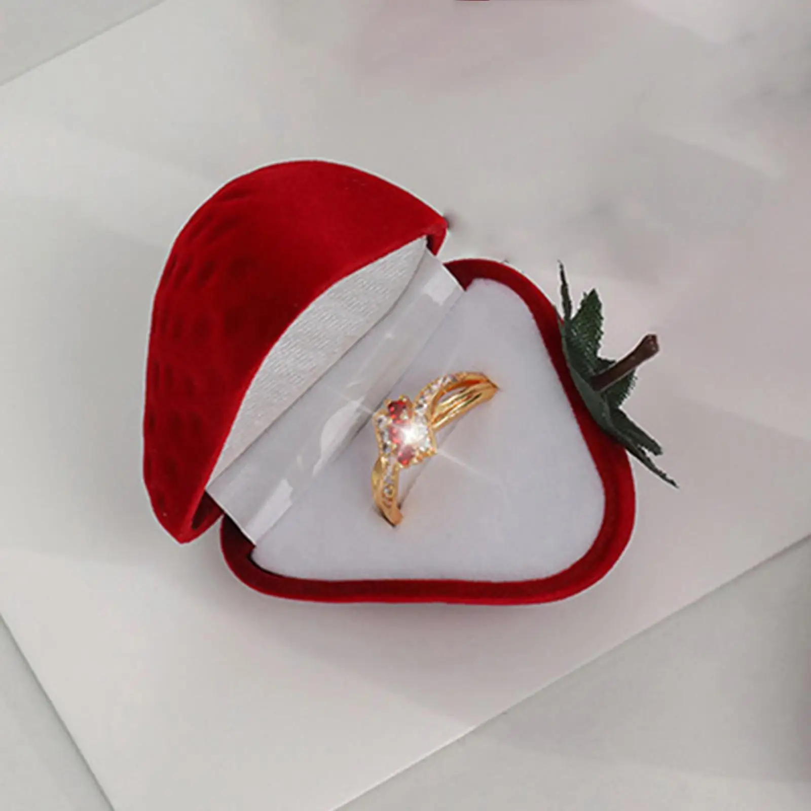 Strawberry Ring Box Exquisite Workmanship with Sponge Cute for Storage Box