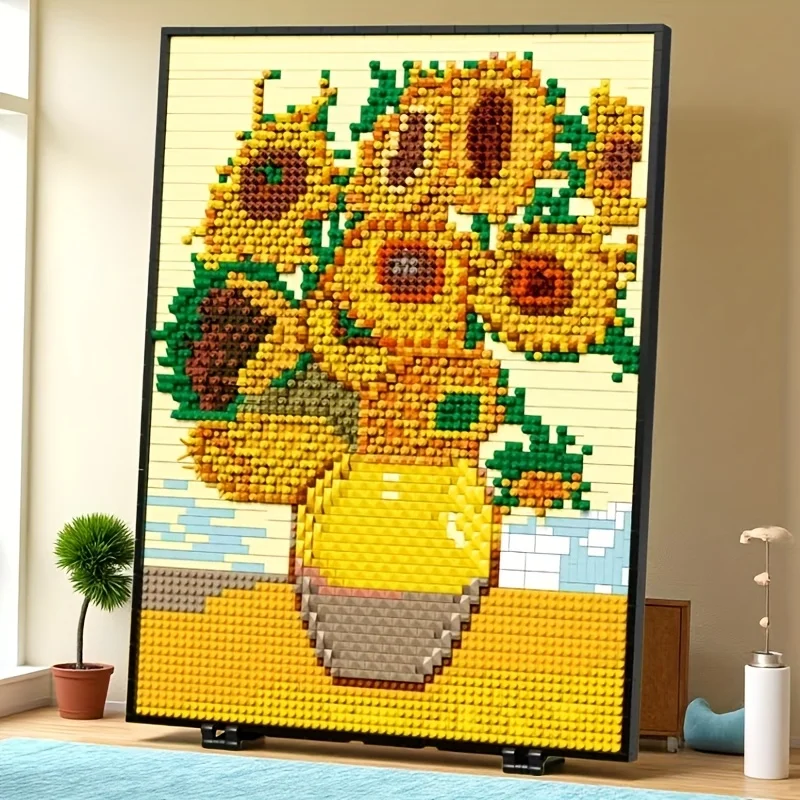 3488 шт., набор игрушек из строительных блоков в виде фоторамки с подсолнечником, лучший выбор для украшения домашнего офиса и подарка