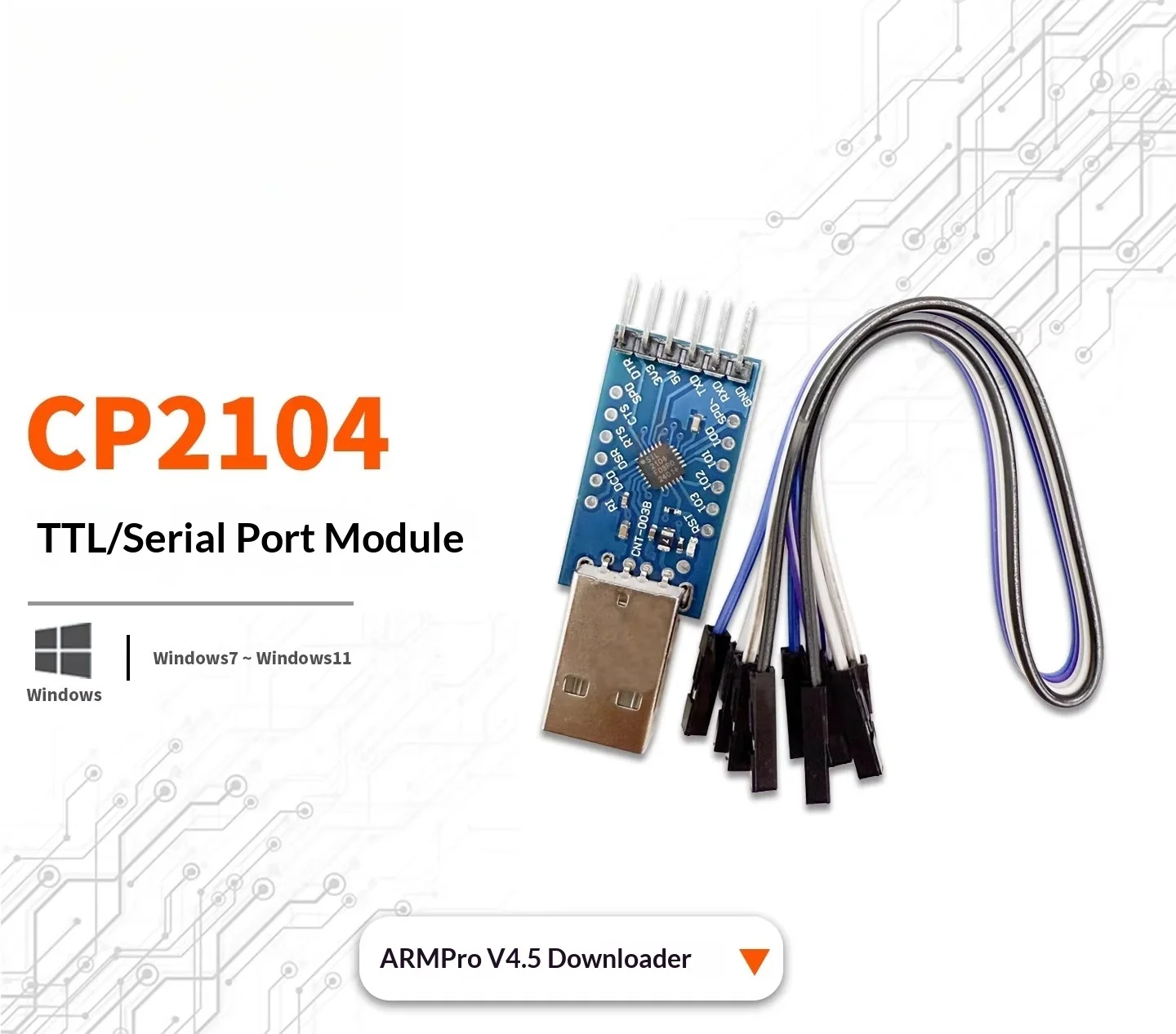 

Модуль-конвертер USB-TTL CP2104 для программирования STM32/STC MCU, роутеров, приставок