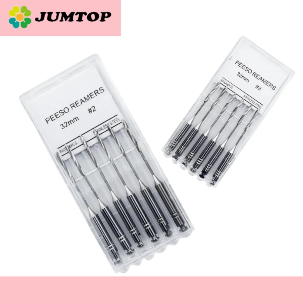 

6Pcs 32mm Endodontic Peeso Reamer Burs - Root Canal File Set for Dental Therapy (Professional Endo Instruments)