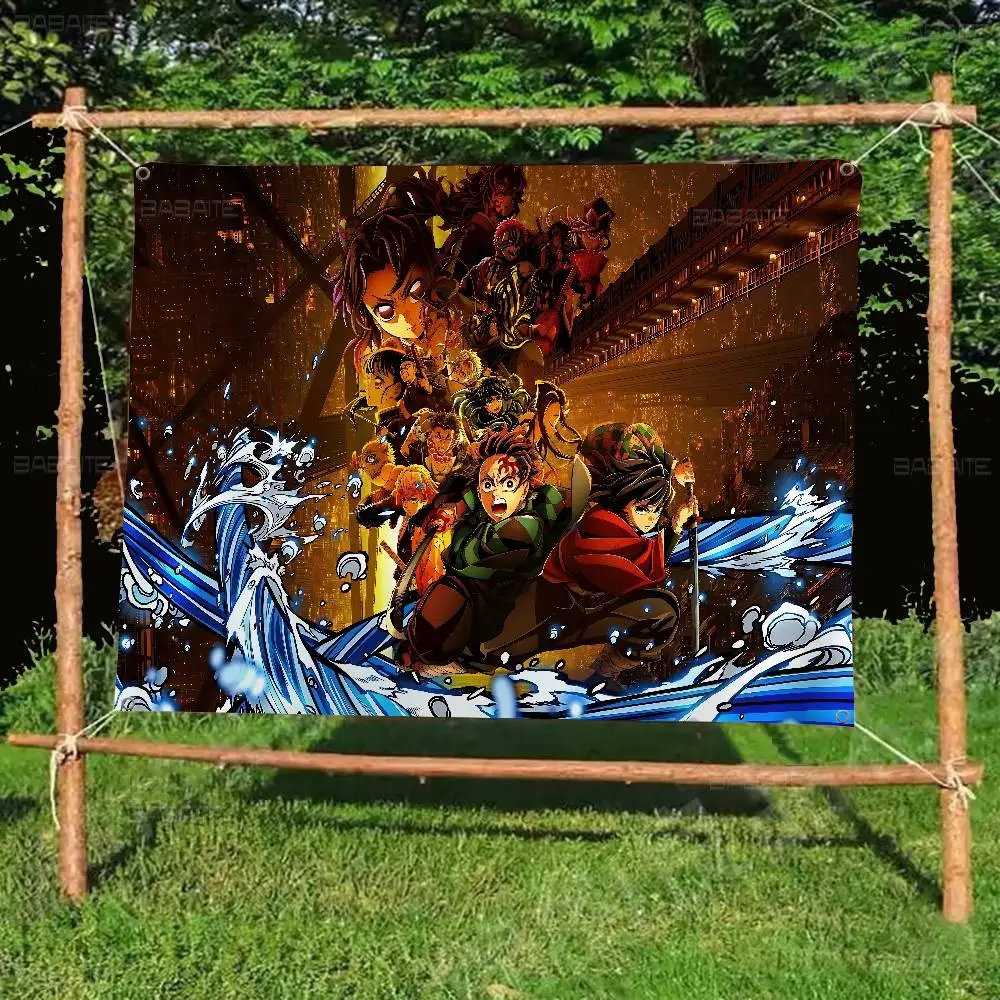 Anime D-Demon S-Slayer DIY Flag For Family Group Photo Living Room Home Dorm Decor Wall Art Decor Banner