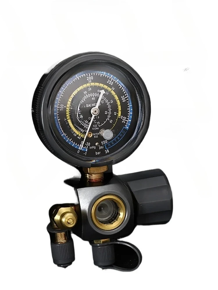 R22r32 Press Exhaust Oil Filling Single Meter Fluorometer Air Conditioning Pressure Gauge Refrigeration Repair Tool