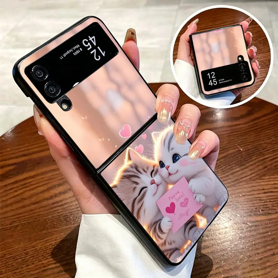Case for Samsung Galaxy Z Flip 7 6 5 4 3 Z Fold 7 6 5 4 3 Phone Cover Cartoon Cute Cat view 2