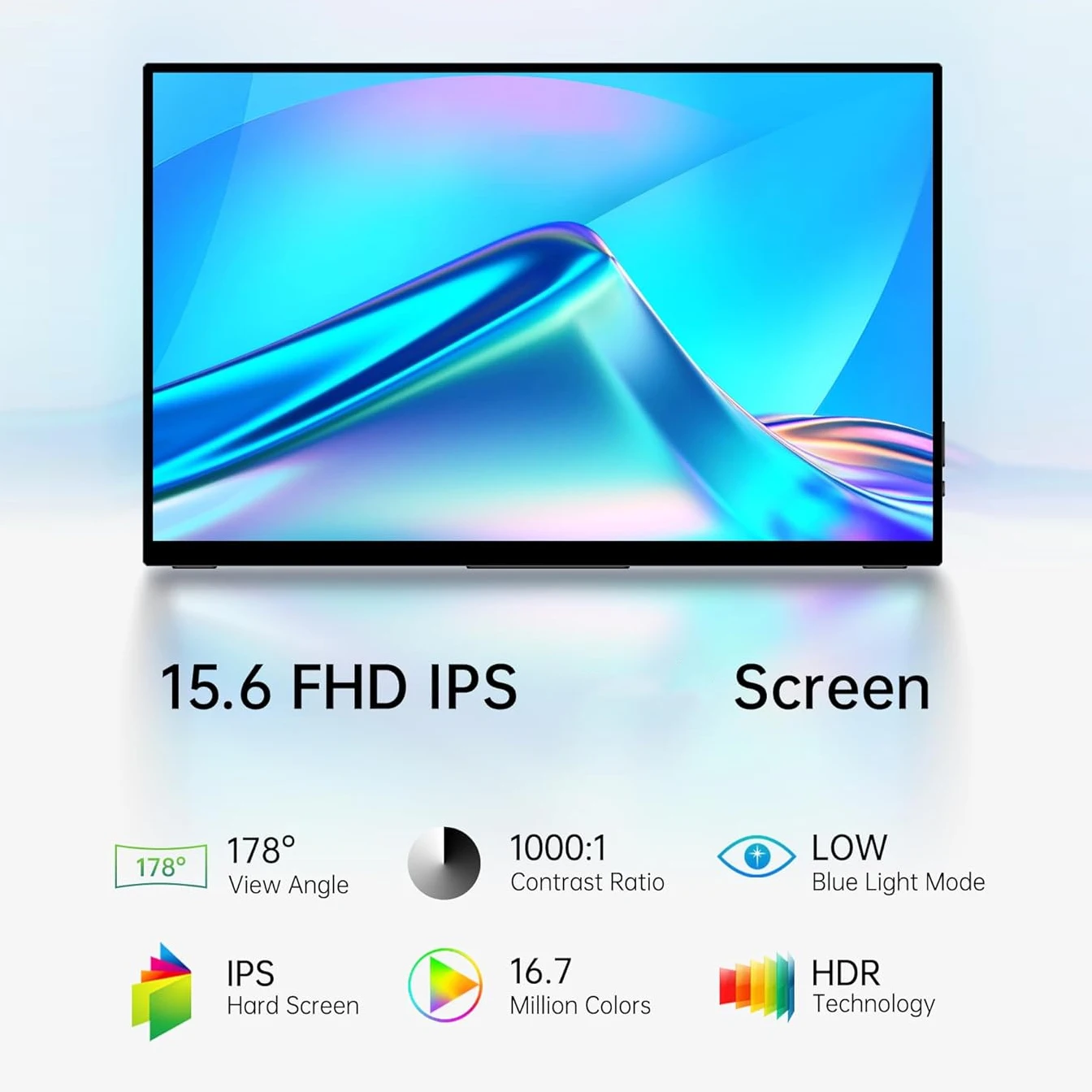 Portable Monitor 15.6 inch HDMI-C 16:9 Compatible External Screen for Xbox PS4 / 5 Switch Cell Phone PC Laptop Extension Mobile