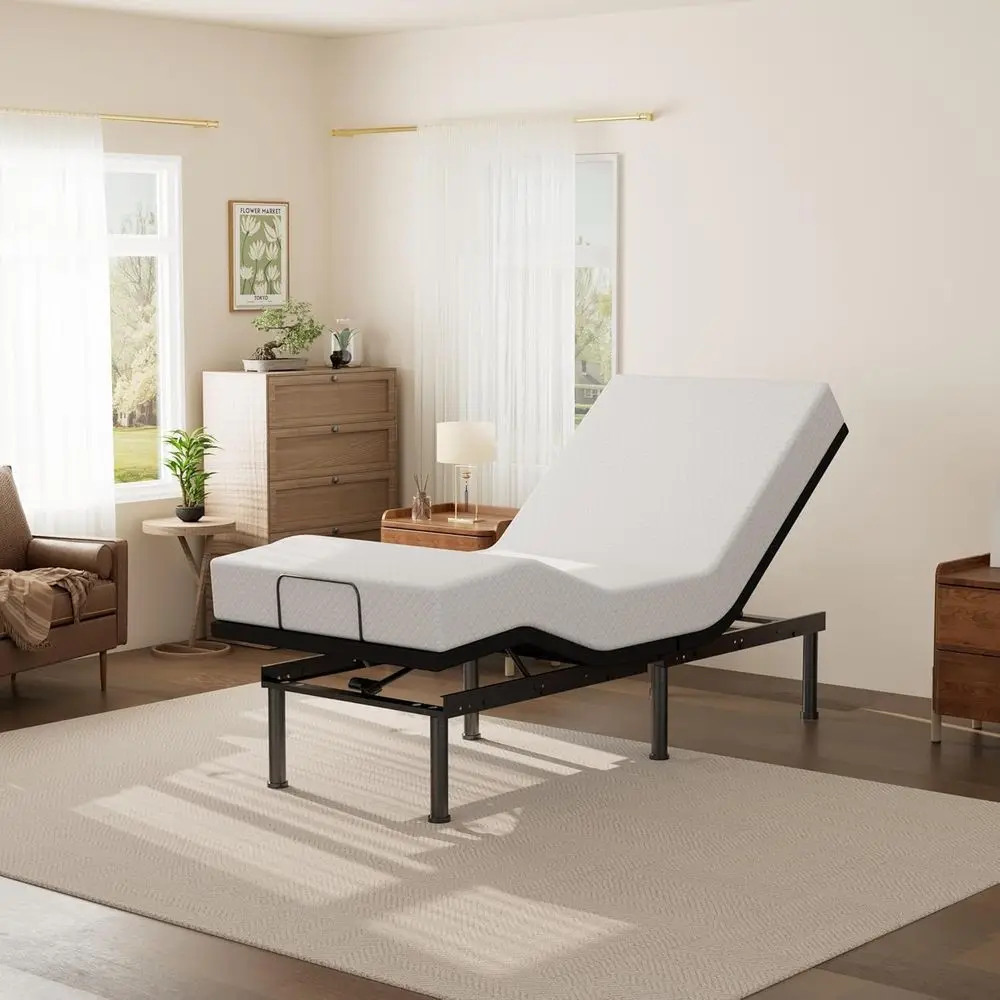 

12 Inch Green Tea Memory Foam Mattress with Adjustable Electric Base, Wireless Remote, Zero Gravity, Anti-Snore, Easy Assembly