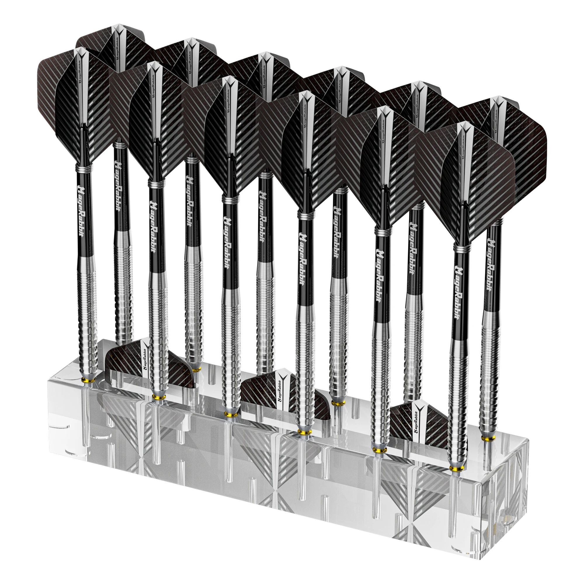 

MageRabbit 1 Set Acrylic Dart Rack, Minimalist Transparent Holder with Flight Slots & Non-Slip Base, Fits Soft & Steel Tip Darts