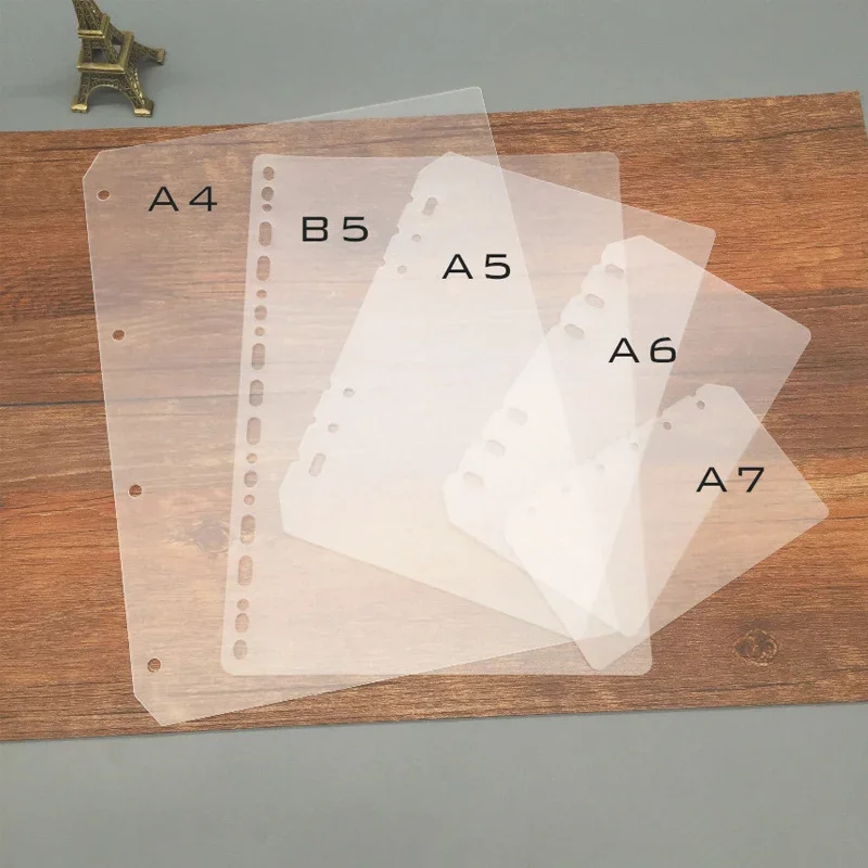 A4 B5 A5 A6 A7 2Pcs Loose-leaf Divider and Baffle PP Transparent Matte Loose-leaf Universal Notebook Divider Accessories