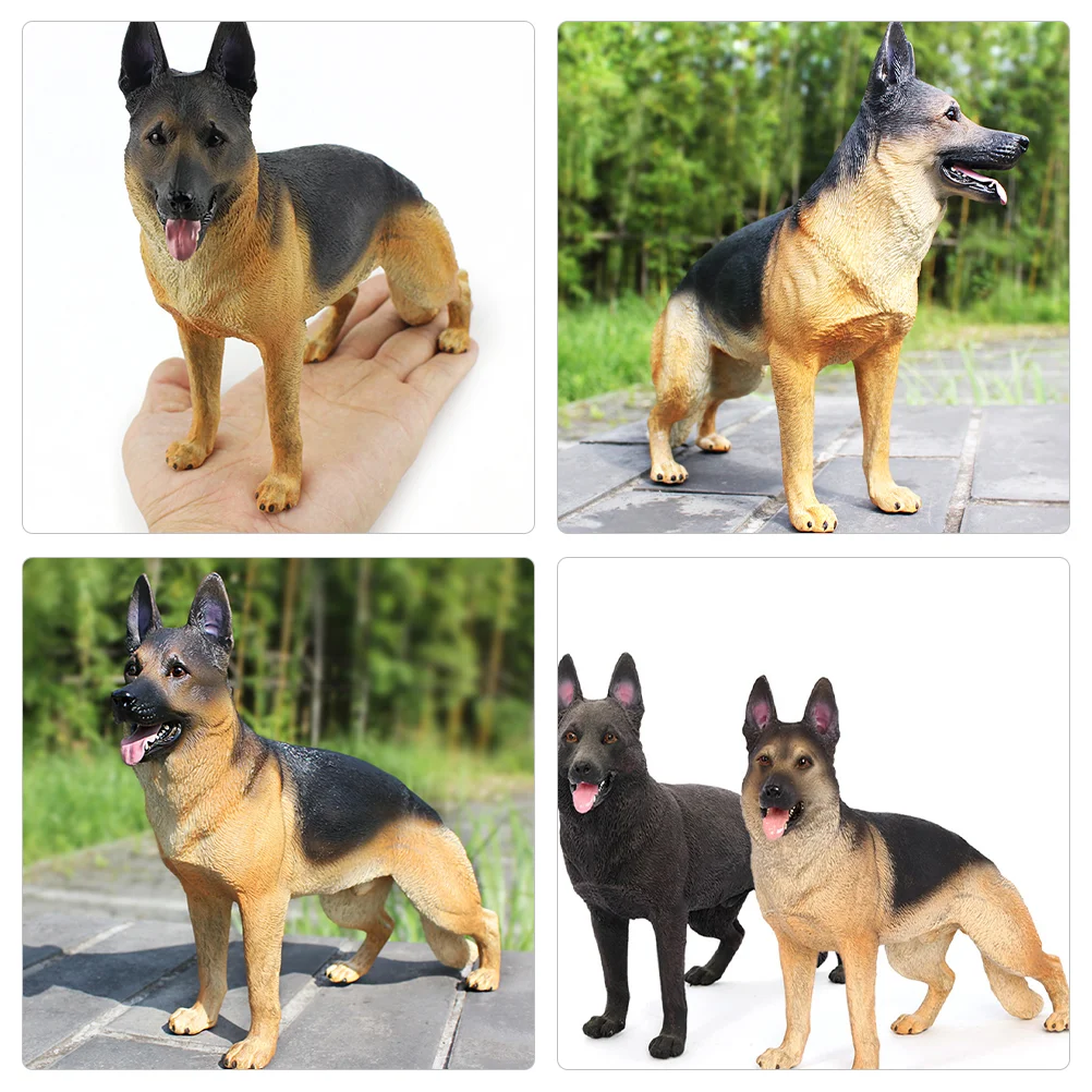 Shepherd Miniature Animal Figurine German Shepherd Puppy Realistic Domesticated Animal Replica Hand Painted Standing Dogs Model