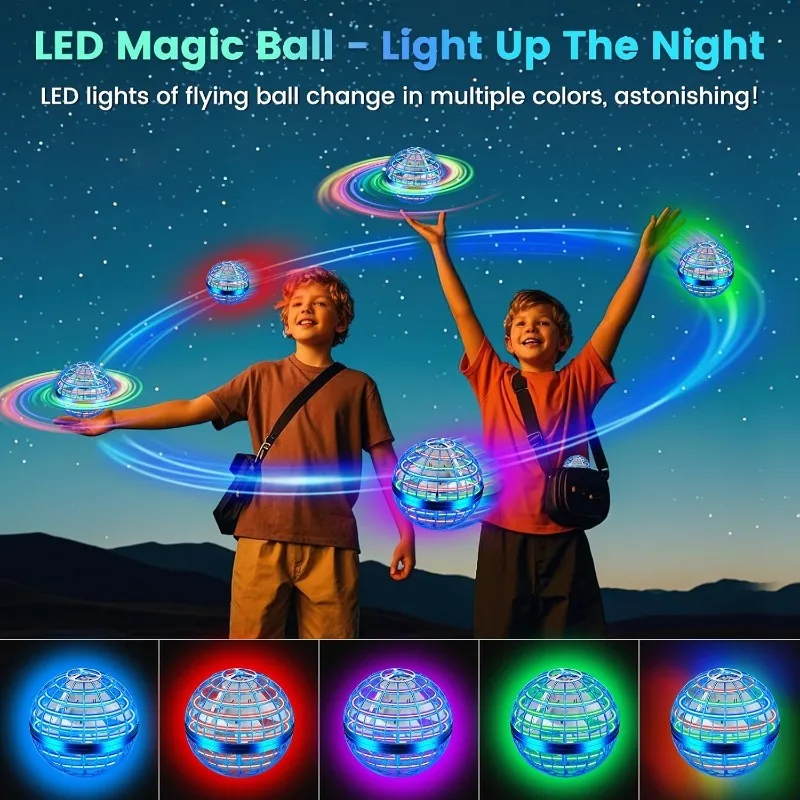 لعبة كرة الجرم السماوي الطائر، كرة تحوم يتم التحكم فيها يدويًا مع أضواء LED، 360 درجة °   الكرة الأرضية الدوارة