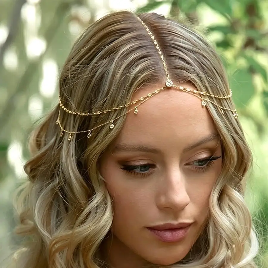 1/5/10/20/50/100pcs Women'S Fashion Bohemian Style Alloy Rhinestone Imitation Pearl Pendant Headpiece, Elegant Versatile Head Ch