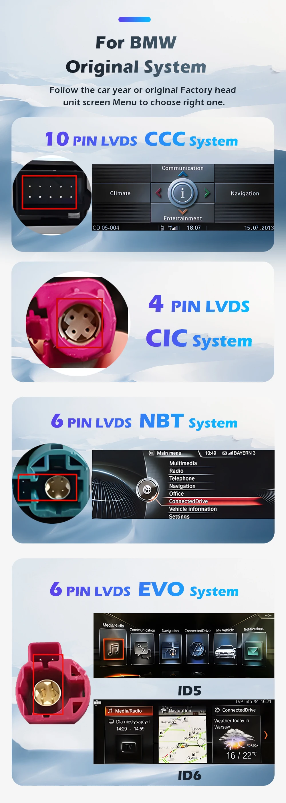 Kabelloses Carplay Android 16 für BMW 5er F10 F11 2011 - 2017 CIC NBT System Autoradio Multimedia-Player GPS WiFi DSP Stereo – Detail 1