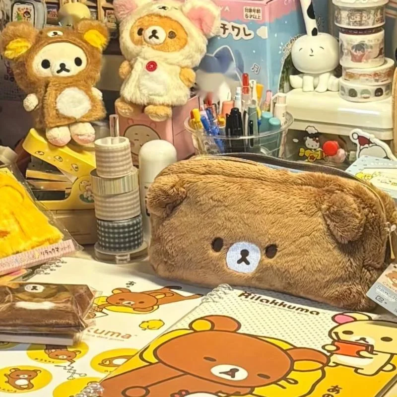 Rilakkuma Pen Bag Back To School Japanese Y2K Kawaii Itabag Out Of Print San-x Plush Bear Duck Pen Bag Student Pencil Case New