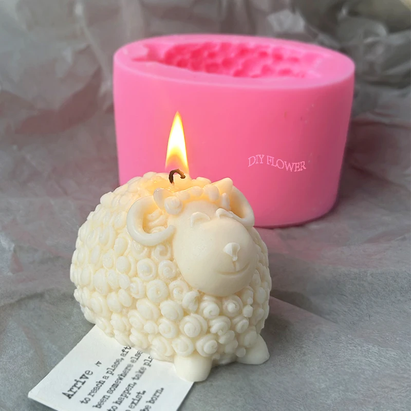 3D Cute Sheep Silicone Candle Molds Forms DIY Scented Candle Making Handmade Soap Clay Plaster Resin Crafts Mould Decor Tools