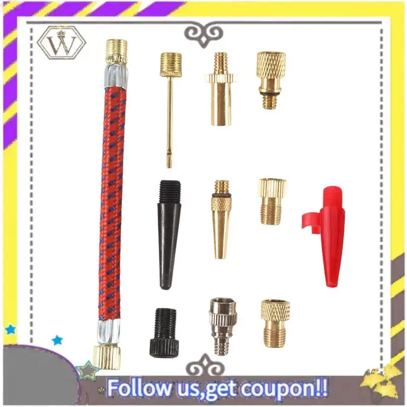 ABXV-12Pcs/Set Airbed Pump Hose Adapter Nozzle Valve Air Hose Inflating Needles Bike Pump Inflator Connector Bike Tools