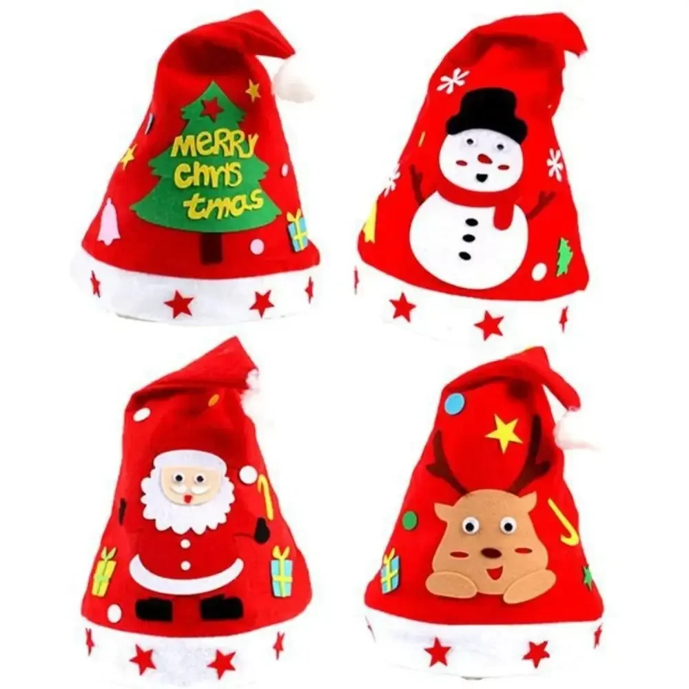 

Non-woven Fabric Handmade Santa Hat Kriss Kringle Santa Claus DIY Christmas Hat Toy Snowman Christmas Tree Kids Xmas Arts Hats