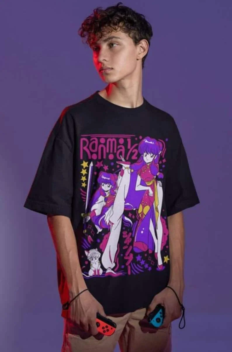 

Unisex Ranma Saotome Anime T-Shirt,Shampoo Genma Panda Manga Shirt