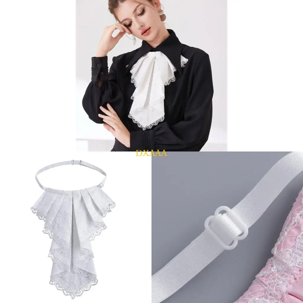 

DXAA Victorian Lace Drape Detachable Collar Colonial Jabot Neck Collar Women Neckwear