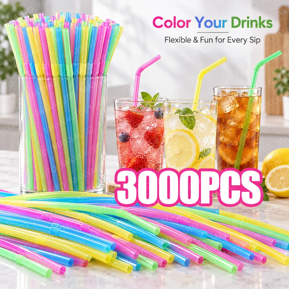 100-3000 Stück Trinkhalme, biologisch abbaubar, wiederverwendbar, für Smoothies, Geburtstage, Hochzeiten, Partys, Küche, mehrfarbige Trinkhalme, Dropshipping.