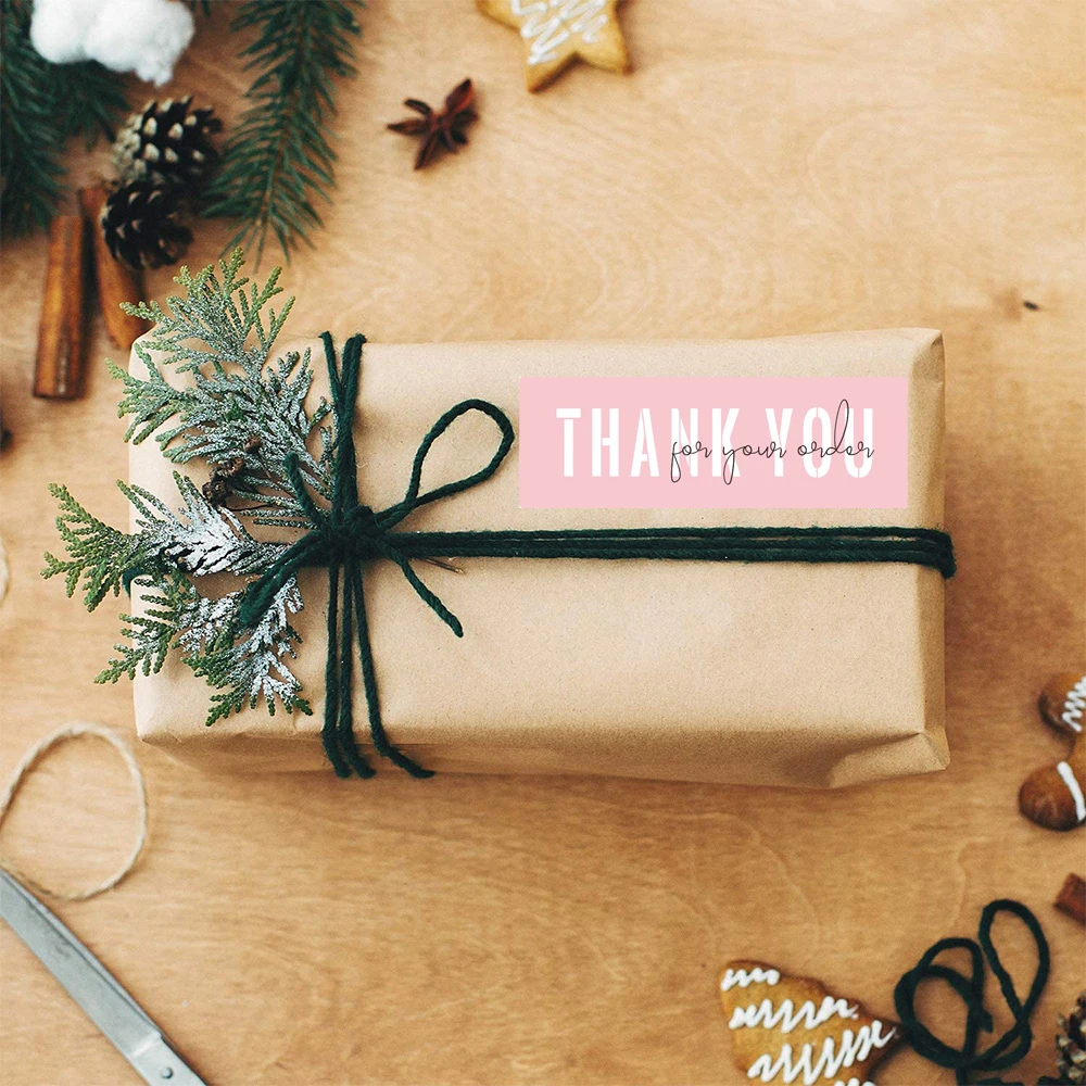 120 stücke/rolle Danke für Ihre Auftrag Aufkleber Rosa Etiketten für Umschlag Abdichtung für Kleine Business Geschenk Decor aufkleber Schreibwaren