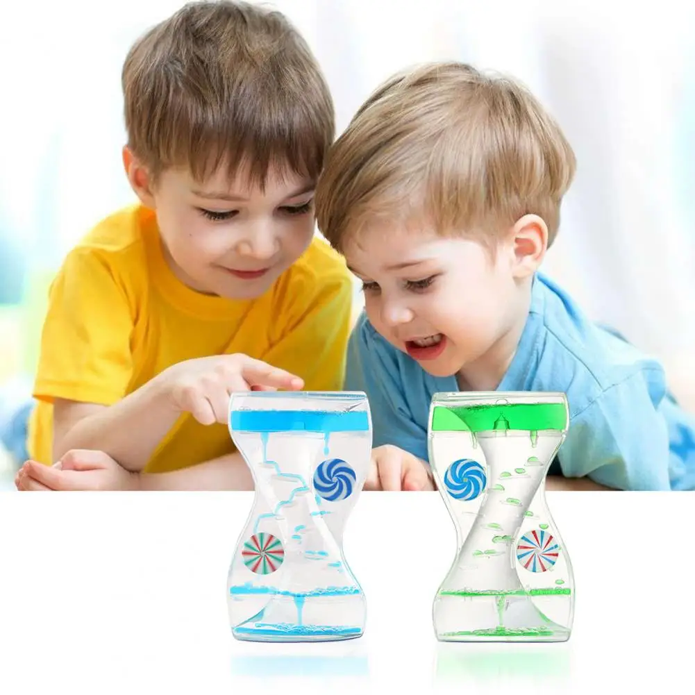 Oil Dropping Hourglass Toy with Rotary Wheels Colorful Liquid Bubbler Timer for Stress Relief Fun Desktop Fidget Toy for Kids