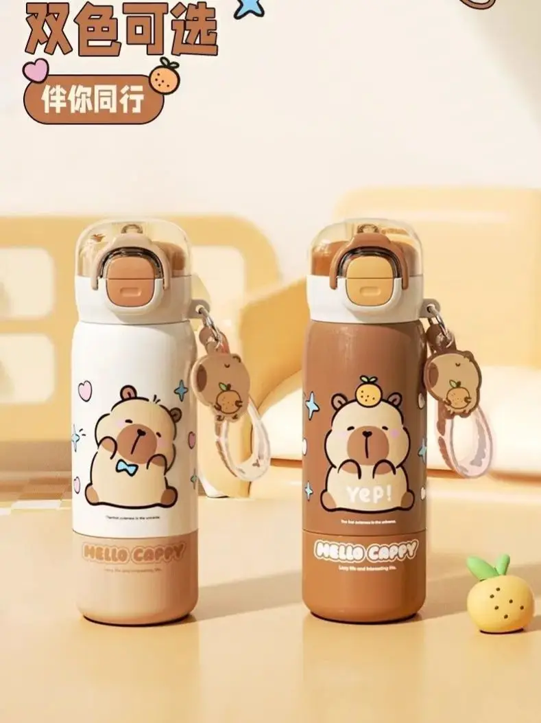 Capybara Anime niños Taza Termo Linda Kapibala chica botella de leche Capybara Kawaii deportes botella de agua taza de café botella de agua regalo