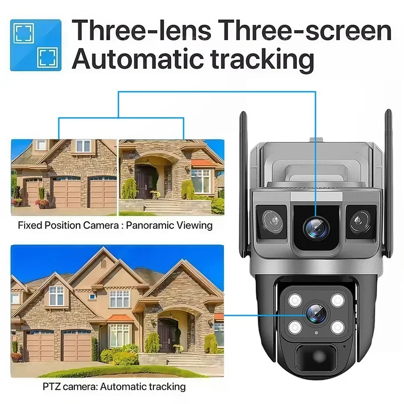 V380Pro Wi-Fi Солнечная камера 4K 12MP CCTV Солнечная панель Батарея Двойной объектив Радионяня PIR Камеры с обнаружением движения Защита безопасности